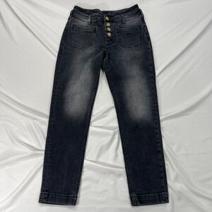 Pilcro High Rise Slim‎ Jeans Womens 25 Faded Black Button Fly Anthropologie
